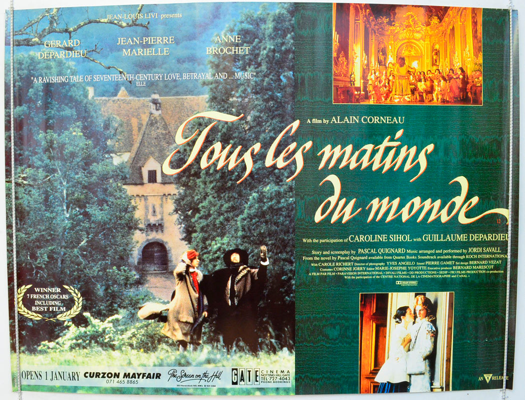 Tous Les Matins Du Monde Original British Quad Poster - Film Poster - Movie Poster 