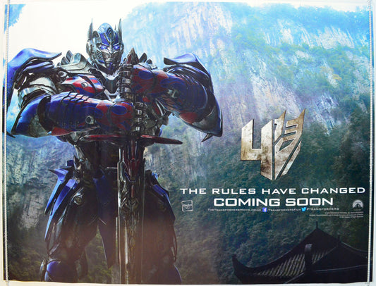 Transformers : Age Of Extinction  (Optimus Prime - Teaser / Advance Version)   Original British Quad Poster - Film Poster - Movie Poster 