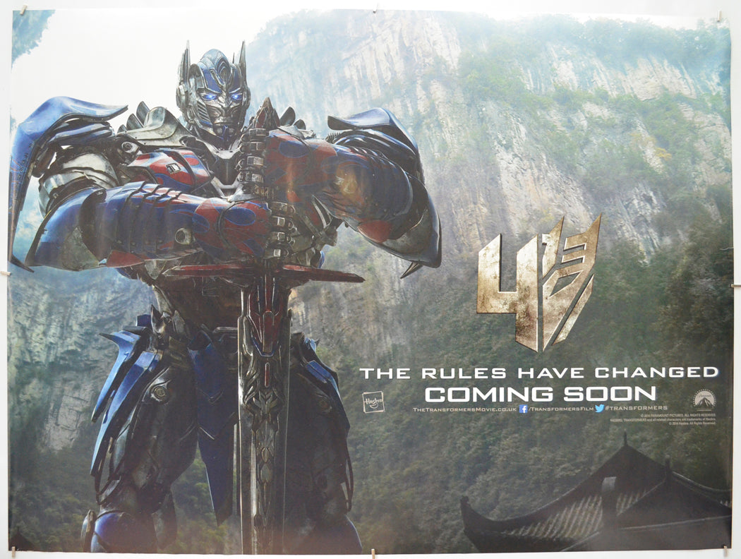 Transformers : Age Of Extinction (Optimus Prime – (Teaser / Advance Version)  Original Quad Poster - Film Poster - Movie Poster  