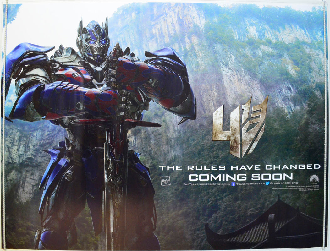 Transformers : Age Of Extinction  (Optimus Prime - Teaser / Advance Version)   Original British Quad Poster - Film Poster - Movie Poster 