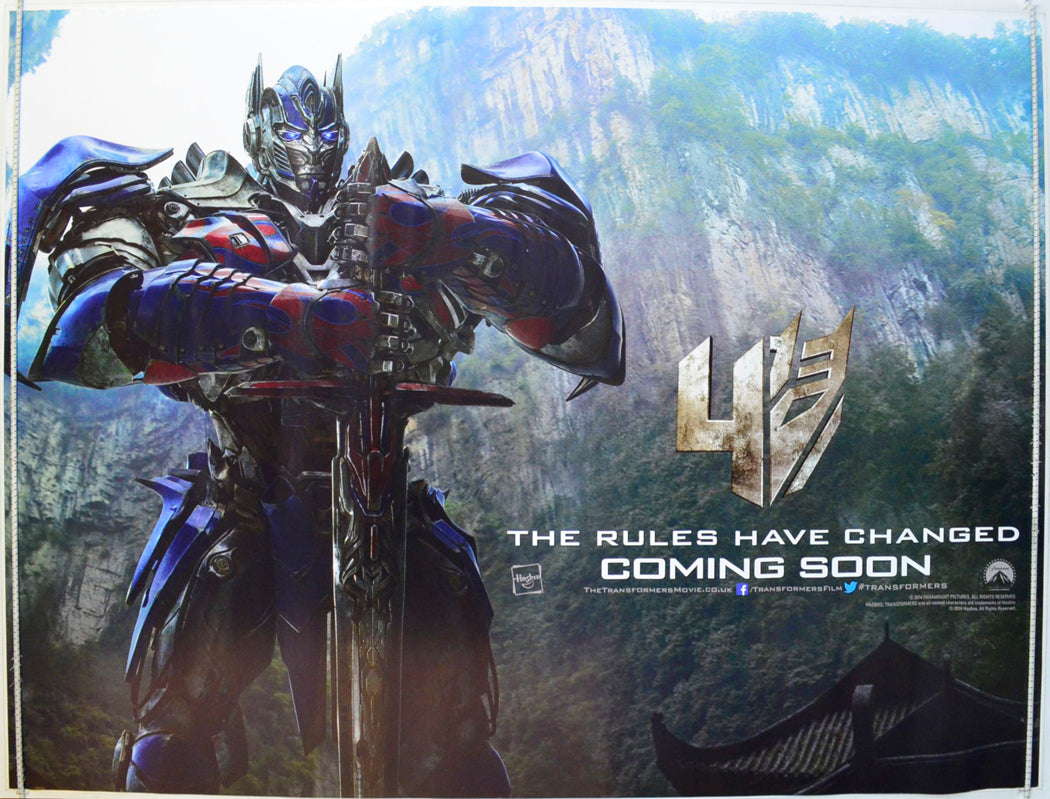 Transformers : Age Of Extinction  (Optimus Prime - Teaser / Advance Version)   Original British Quad Poster - Film Poster - Movie Poster 