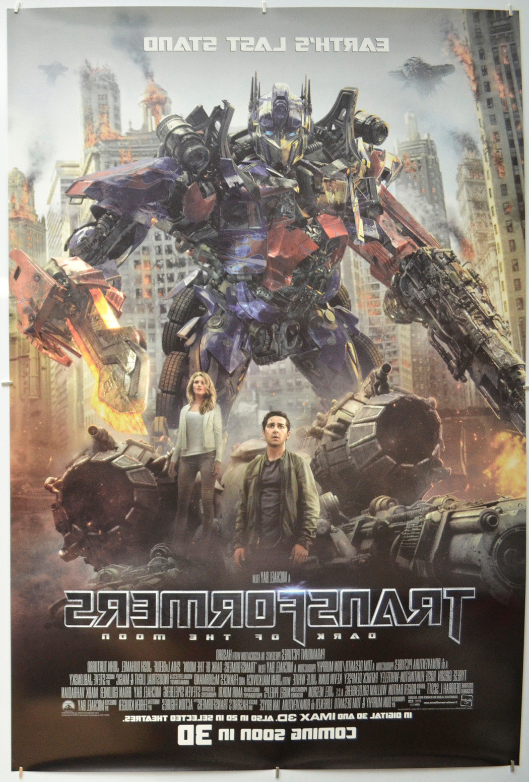 Transformers : Dark Of The Moon (Back) Cinema One Sheet Movie Poster 