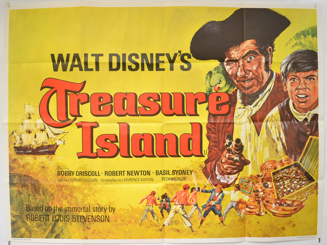 Treasure Island  (1975 re-release Poster)   Original Quad Poster - Film Poster - Movie Poster