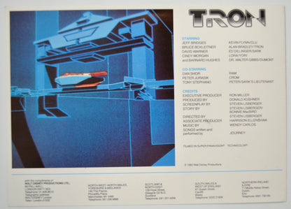 TRON Cinema Exhibitors Press Synopsis Credits Booklet - BACK 