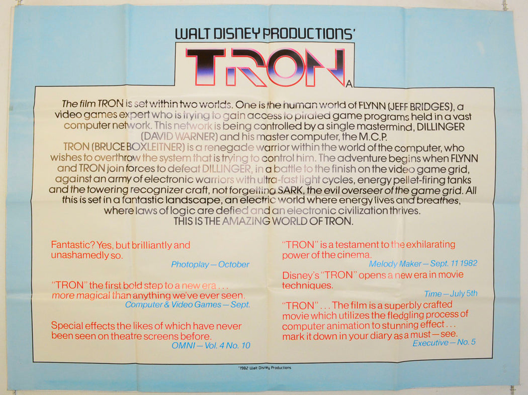 Tron   (Plain Text Version) Original British Quad Poster - Film Poster - Movie Poster