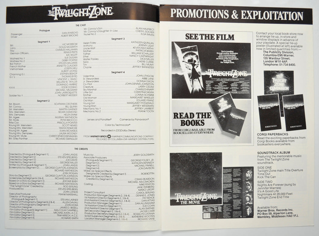 THE TWILIGHT ZONE : THE MOVIE Cinema Exhibitors Campaign Pressbook - INSIDE 