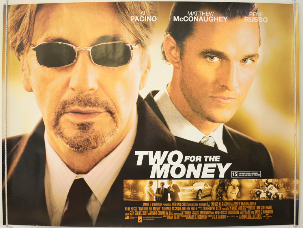 Two For The Money   Original Quad Poster - Film Poster - Movie Poster 