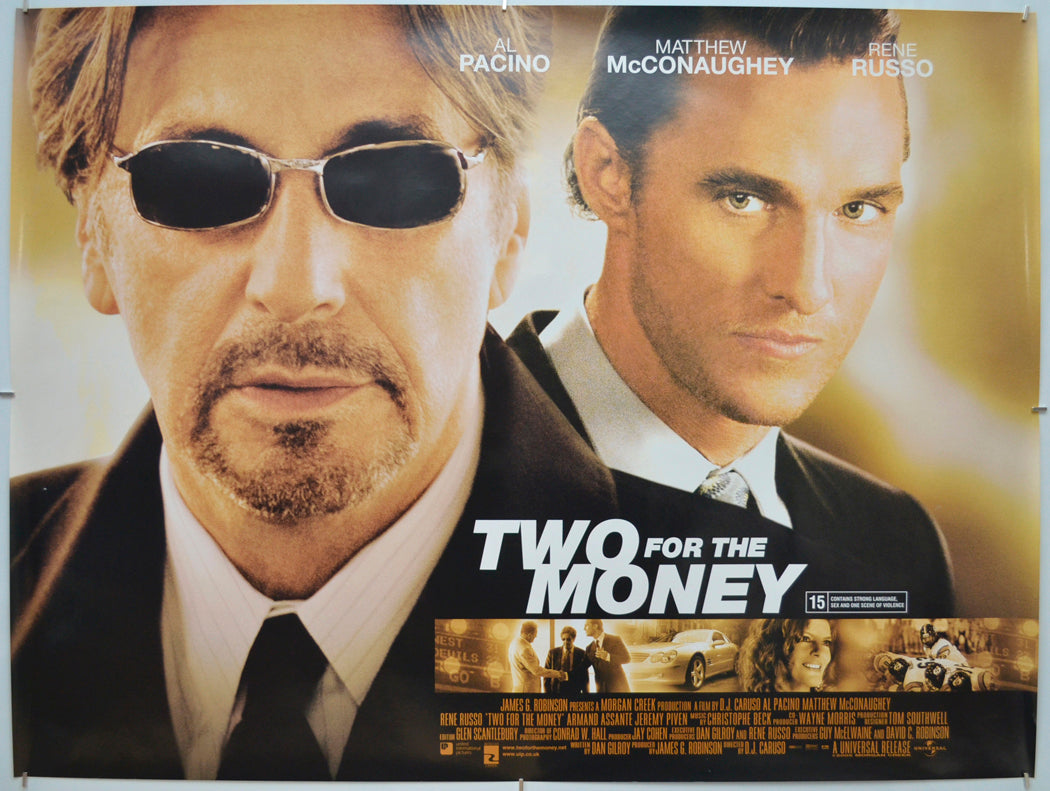 Two For The Money - Original Quad Poster - Film Poster - Movie Poster