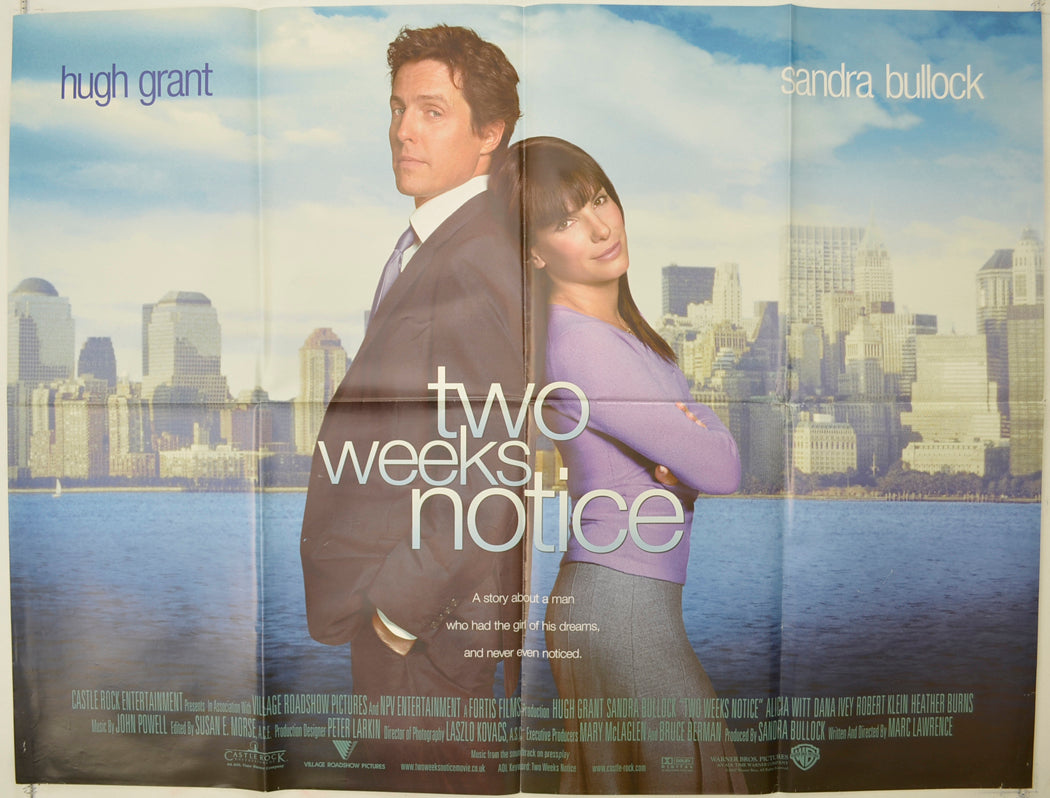 Two Weeks Notice   Original Quad Poster - Film Poster - Movie Poster 