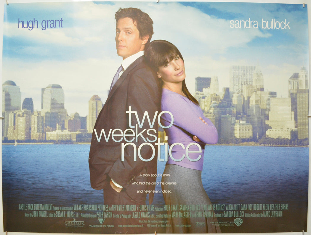 Two Weeks Notice Original Quad Poster - Film Poster - Movie Poster