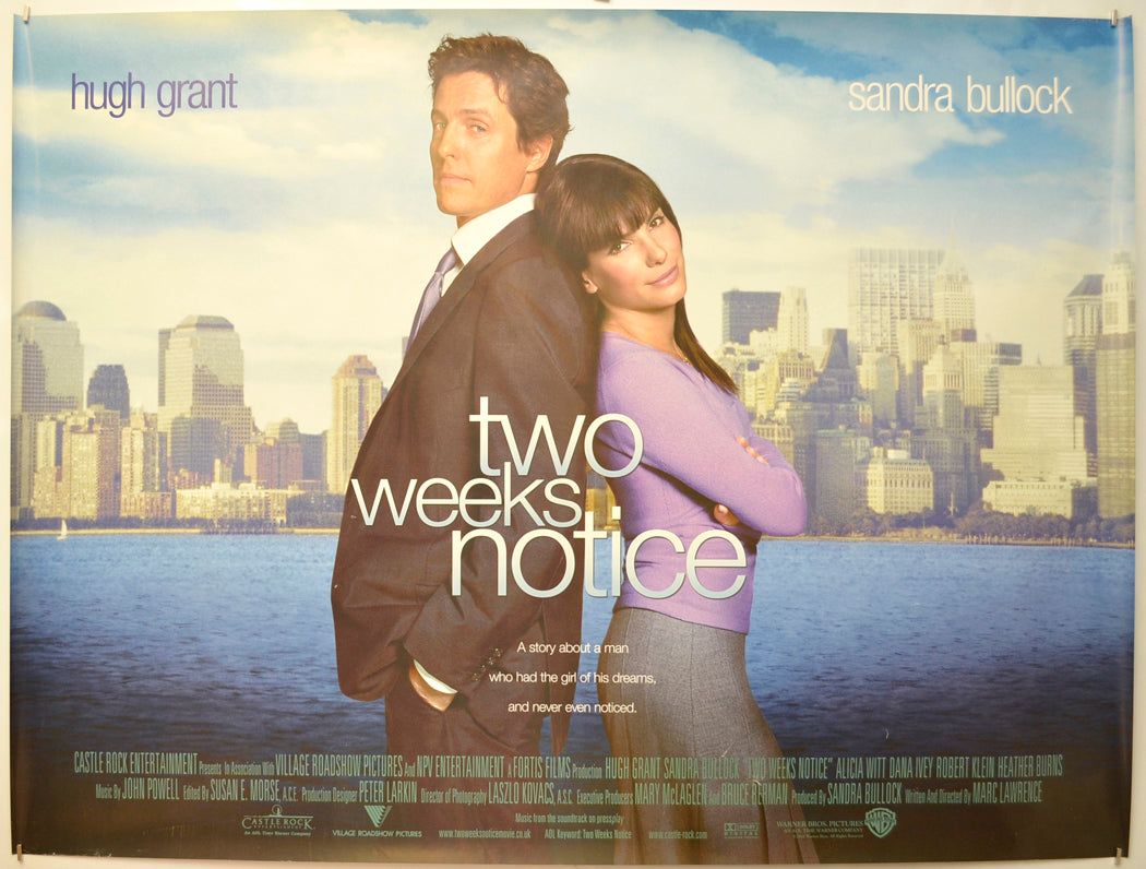 Two Weeks Notice Original Quad Poster - Film Poster - Movie Poster