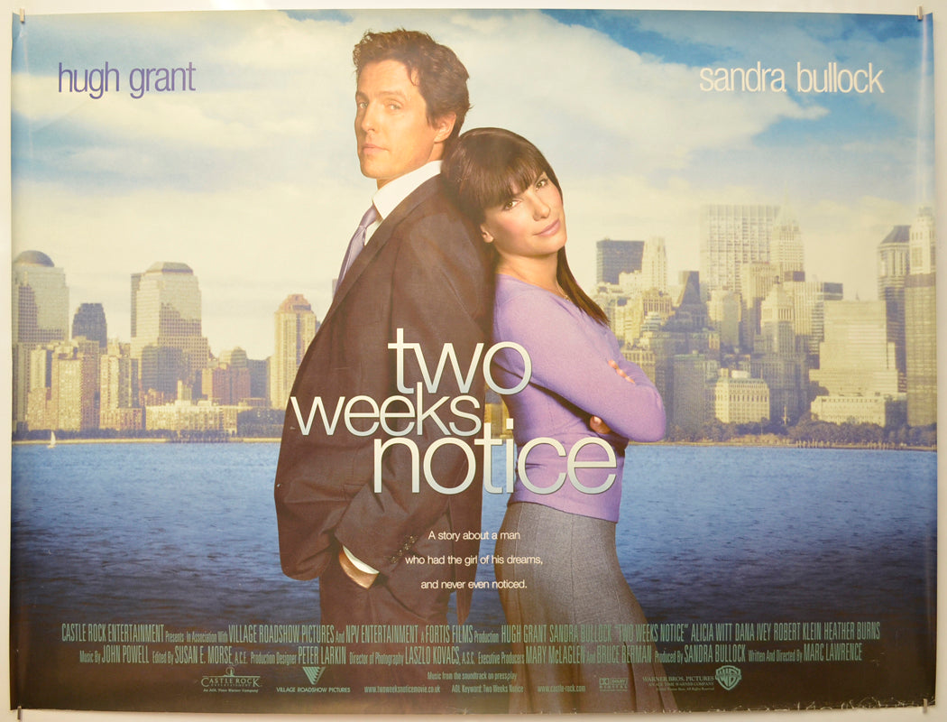 Two Weeks Notice Original Quad Poster - Film Poster - Movie Poster