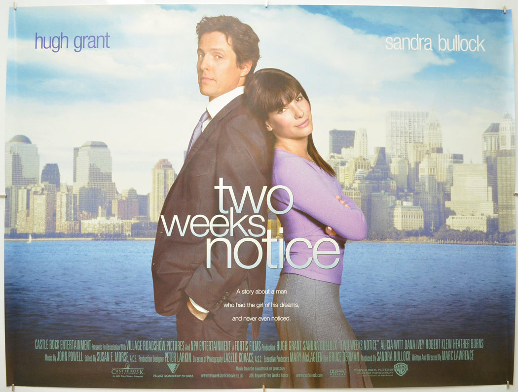 Two Weeks Notice Original Quad Poster - Film Poster - Movie Poster