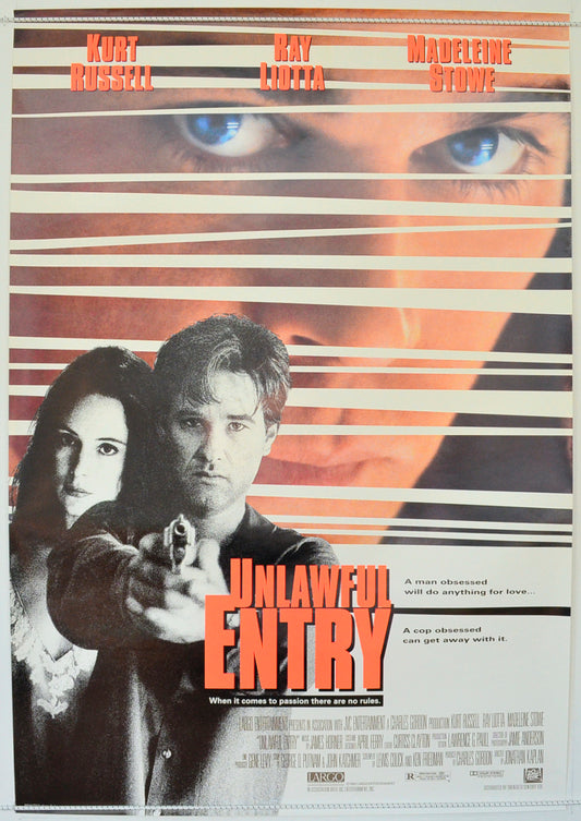 Unlawful Entry  Original One Sheet Poster - Film Poster - Movie Poster 