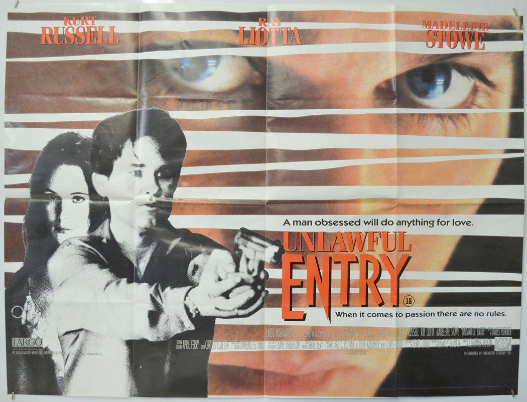 Unlawful Entry  Original Quad Poster - Film Poster - Movie Poster