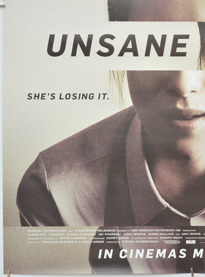 UNSANE (Bottom Left) Cinema One Sheet Movie Poster 