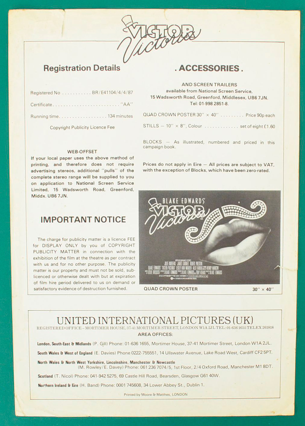 VICTOR VICTORIA – Accessories Sheet