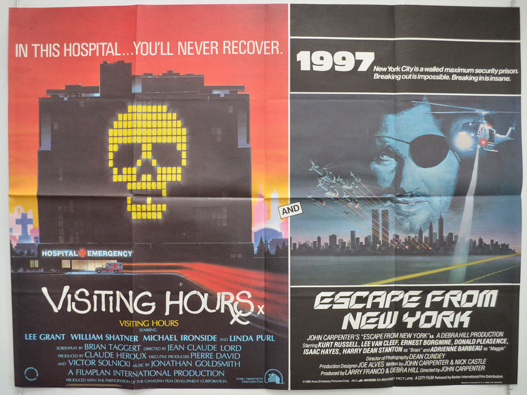 Visiting Hours / Escape From New York  Original British Quad Poster - Film Poster - Movie Poster 