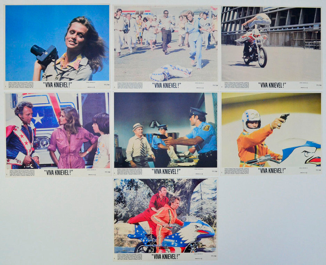 Viva Knievel! 7 Original Lobby Cards / Colour F.O.H. Stills 