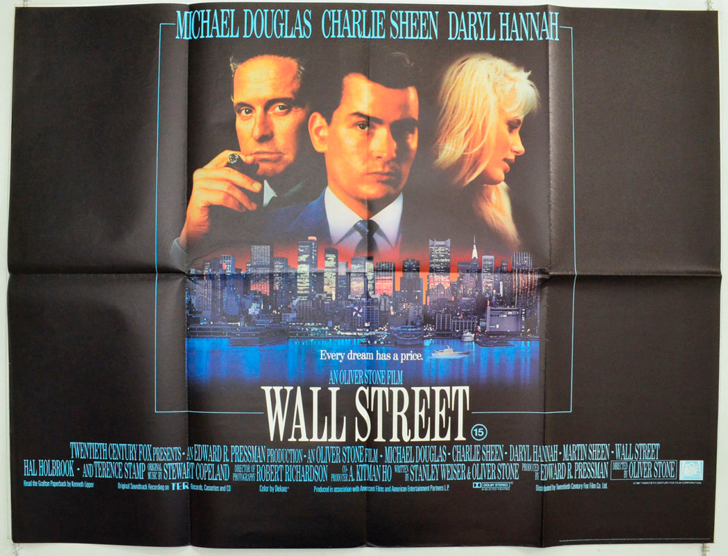 Wall Street Original British Quad Poster - Film Poster - Movie Poster 