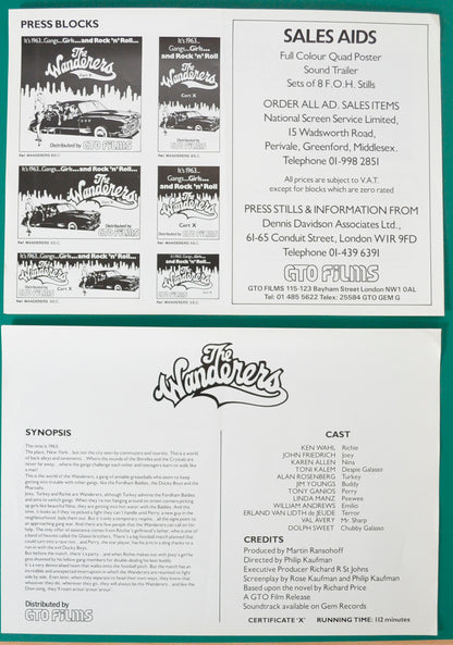 THE WANDERERS – Cinema Exhibitors Campaign Press Book - Back