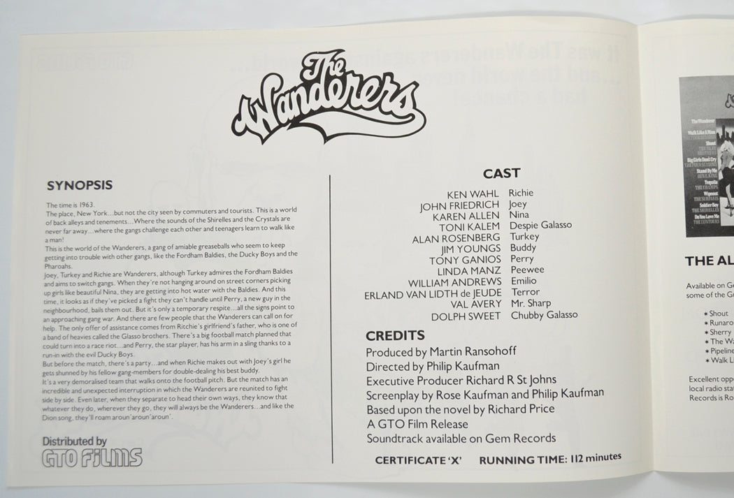 THE WANDERERS Cinema Exhibitors Campaign Pressbook - INSIDE 