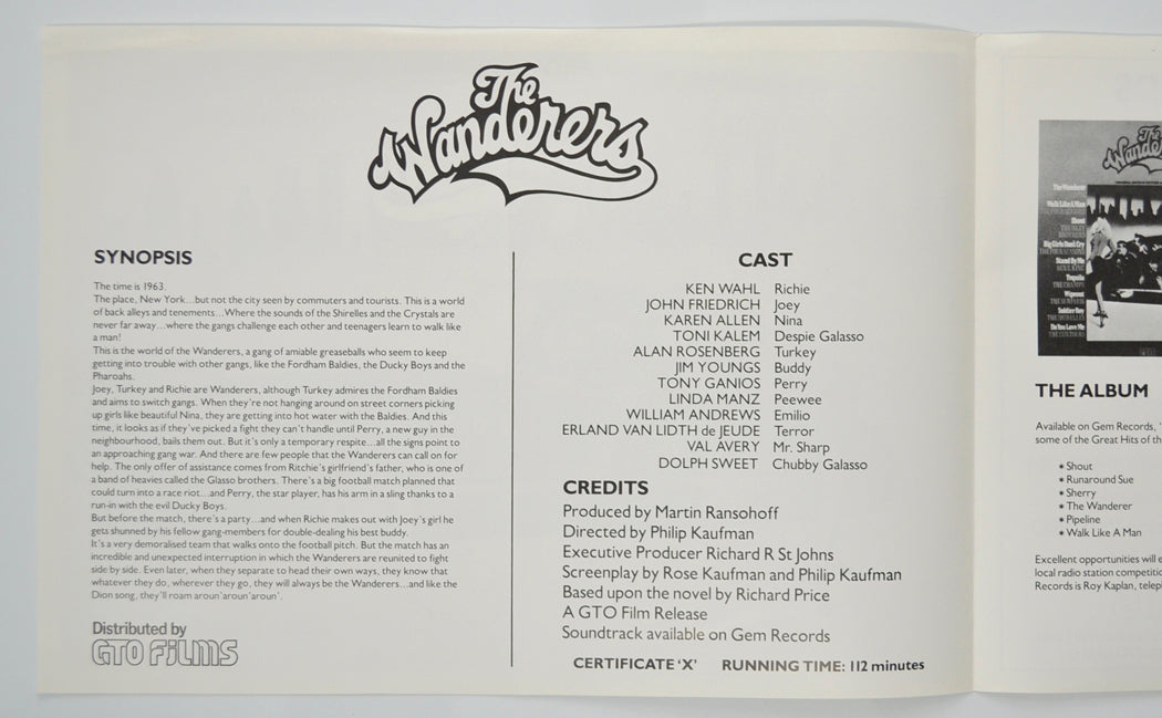 THE WANDERERS Cinema Exhibitors Campaign Pressbook - INSIDE 