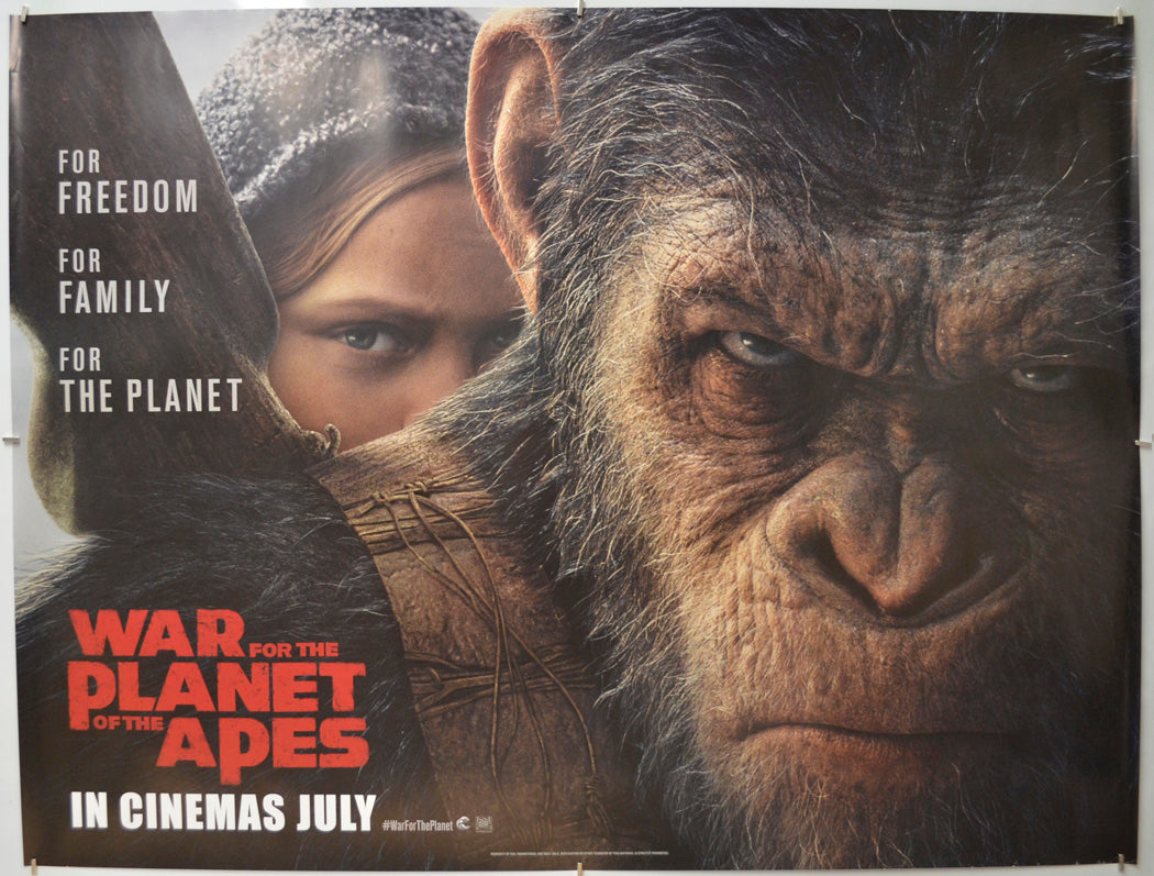 War For The Planet Of The Apes - Original Quad Poster - Film Poster - Movie Poster