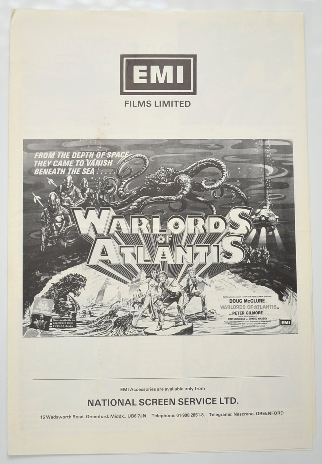 Warlords Of Atlantis Original 4 Page Cinema Exhibitors Campaign Pressbook (UK) + Synopsis Sheet