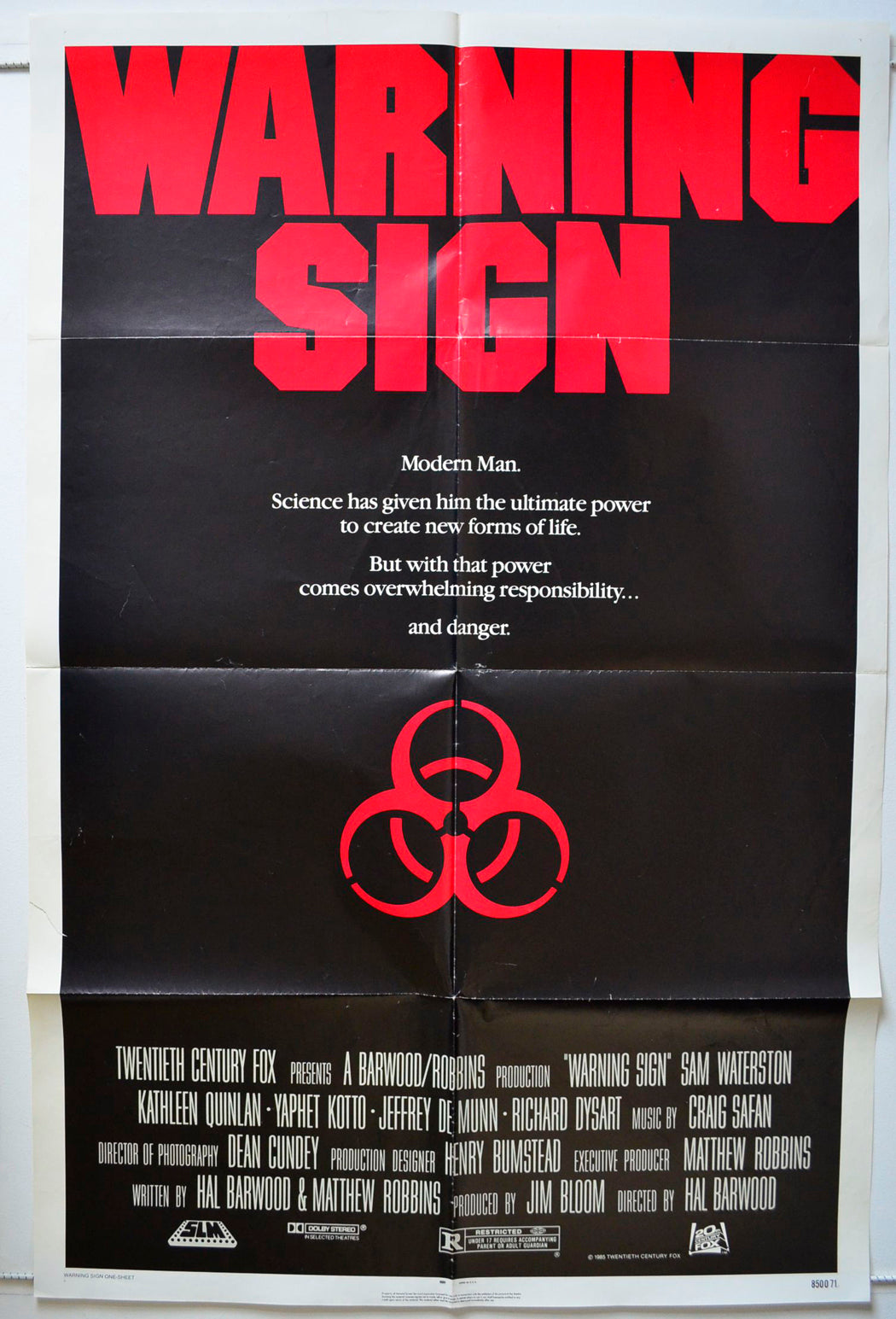 Warning Sign Original One Sheet Poster - Movie Poster