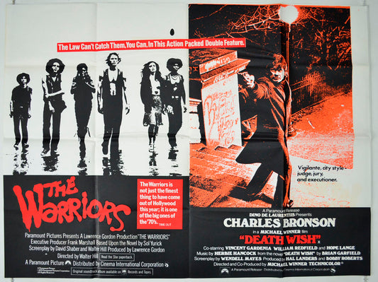 The Warriors / Death Wish  (Double Bill)   Original British Quad Poster - Movie Poster