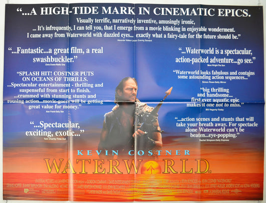 Waterworld  (Reviews Version)  Original Quad Poster - Film Poster - Movie Poster 