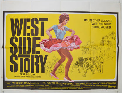 West Side Story  (Late 60’s / early 70’s re-release Poster)   Original Quad Poster - Film Poster - Movie Poster  