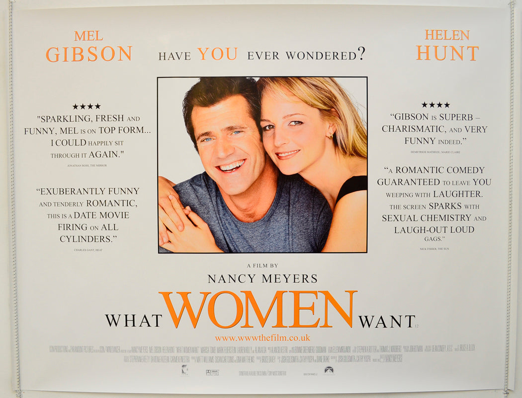 What Women Want  (Reviews Version)   Original Quad Poster - Film Poster - Movie Poster  