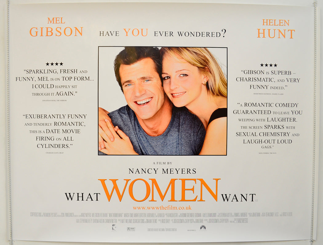 What Women Want  (Reviews Version)   Original Quad Poster - Film Poster - Movie Poster  