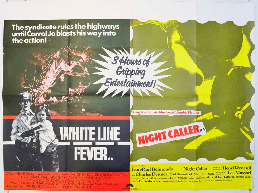 White Line Fever / Night Caller  (Double Bill)   Original British Quad Poster - Film Poster - Movie Poster 