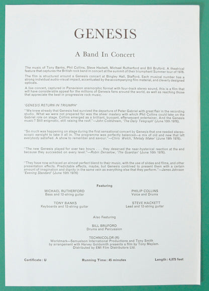 WHITE ROCK / GENESIS IN CONCERT – Genesis – Sheet 