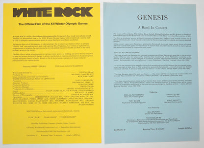 WHITE ROCK / GENESIS IN CONCERT Cinema Exhibitors Campaign Pressbook - SYNOPSIS 