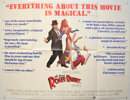 Who Framed Roger Rabbit (Reviews Version)  Original Quad Poster - Film Poster - Movie Poster