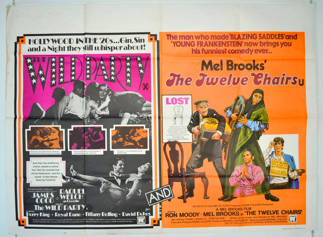 The Wild Party / The Twelve Chairs  (Double Bill)   Original British Quad Poster - Movie Poster