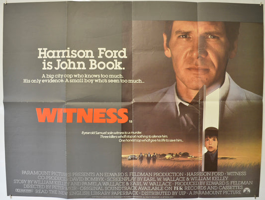 Witness  Original Quad Poster - Film Poster - Movie Poster