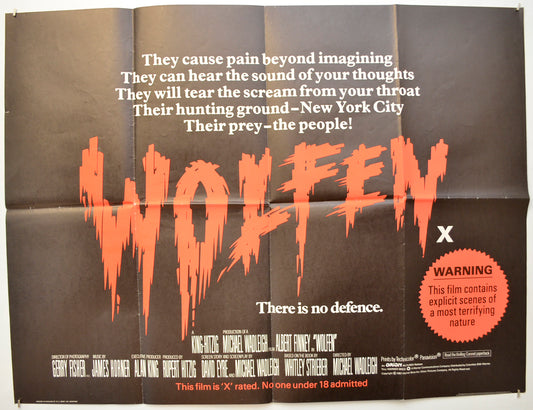 Wolfen Original Quad Poster - Film Poster - Movie Poster