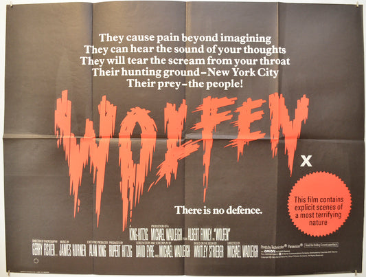 Wolfen Original Quad Poster - Film Poster - Movie Poster