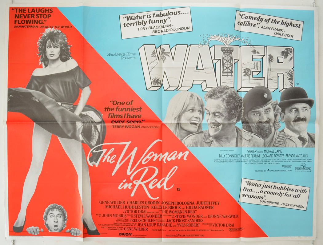 The Woman In Red / Water  (Double Bill)   Original Quad Poster - Film Poster - Movie Poster  