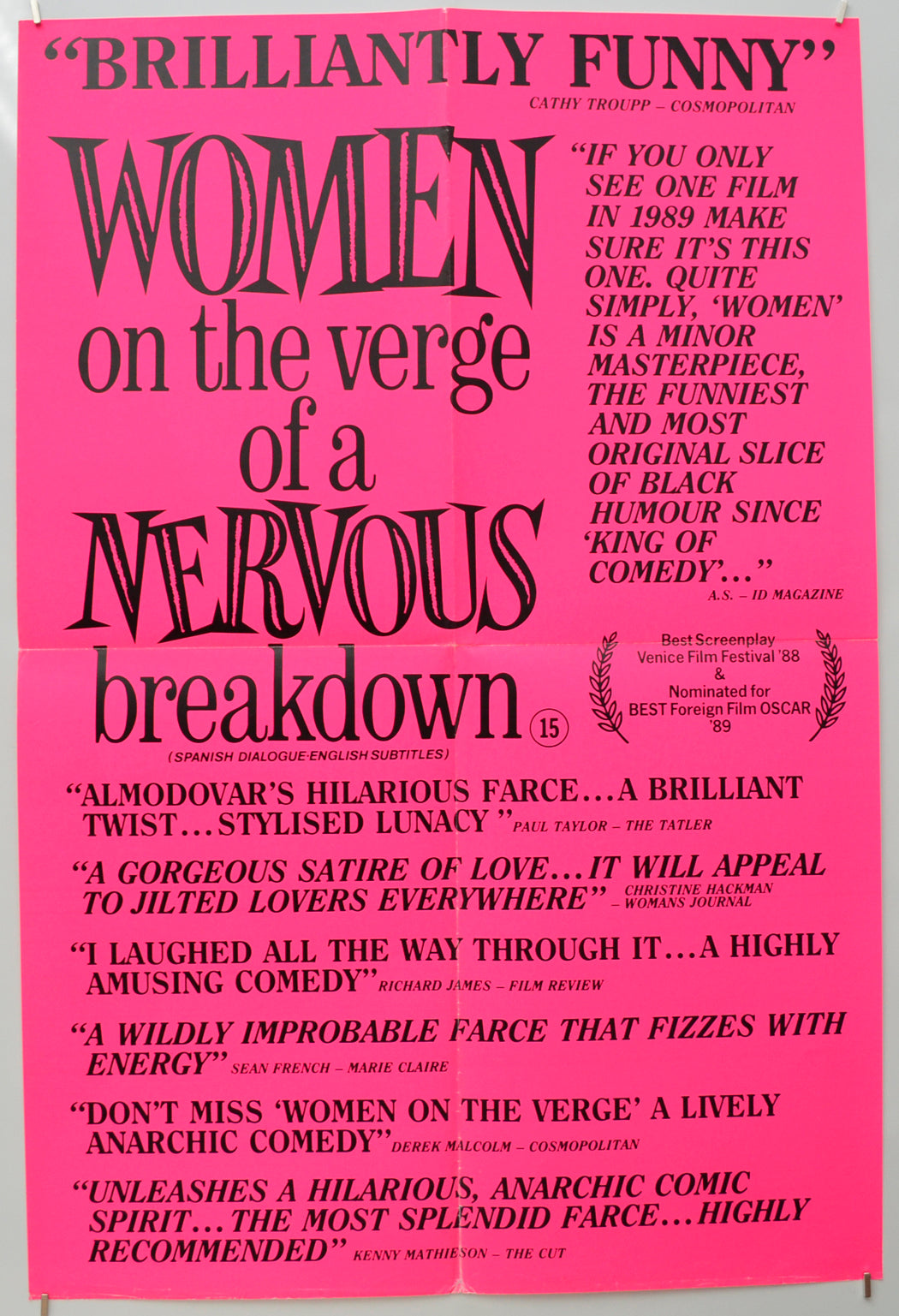 Women On The Verge Of A Nervous Breakdown (a.k.a. Mujeres Al Borde De Un Ataque De Nervios)  Original Double Crown Poster - Film Poster - Movie Poster