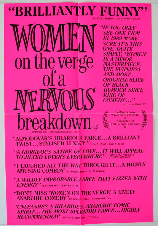 Women On The Verge Of A Nervous Breakdown  (a.k.a. Mujeres Al Borde De Un Ataque De Nervios)   Original Double Crown Poster - Movie Poster