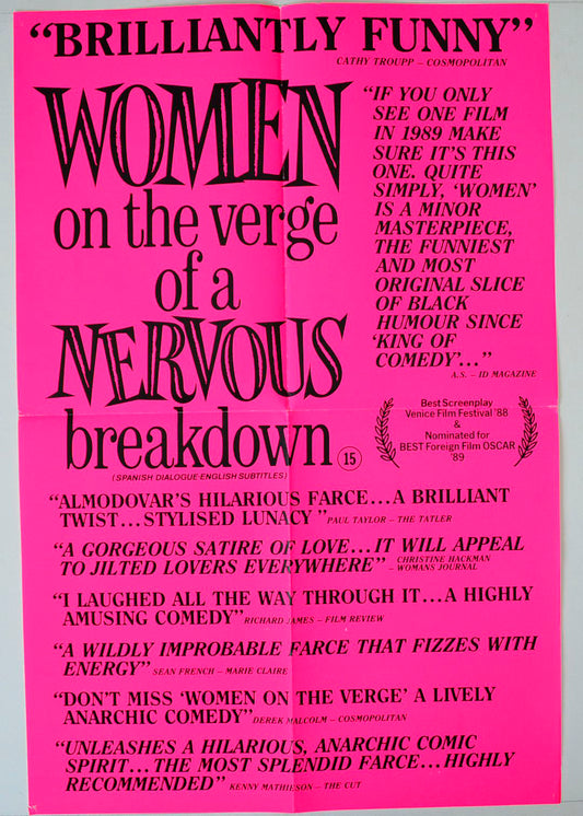 Women On The Verge Of A Nervous Breakdown  (a.k.a. Mujeres Al Borde De Un Ataque De Nervios)   Original Double Crown Poster - Movie Poster