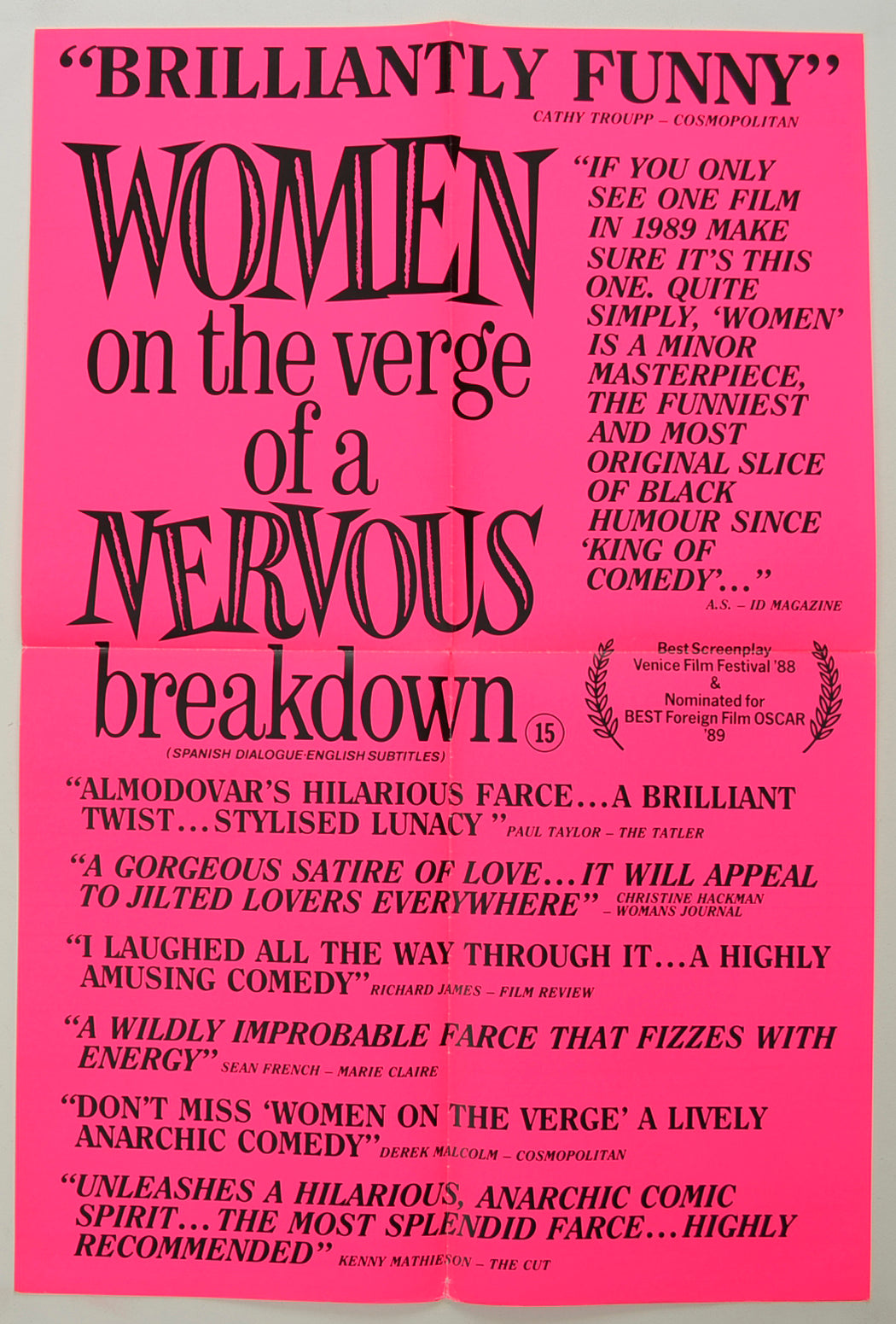 Women On The Verge Of A Nervous Breakdown Original Double Crown Poster - Film Poster - Movie Poster 