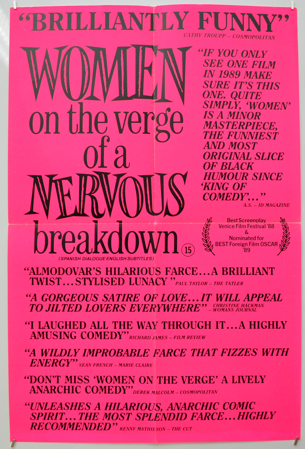 Women On The Verge Of A Nervous Breakdown (a.k.a. Mujeres Al Borde De Un Ataque De Nervios)  Original Double Crown Poster - Film Poster - Movie Poster