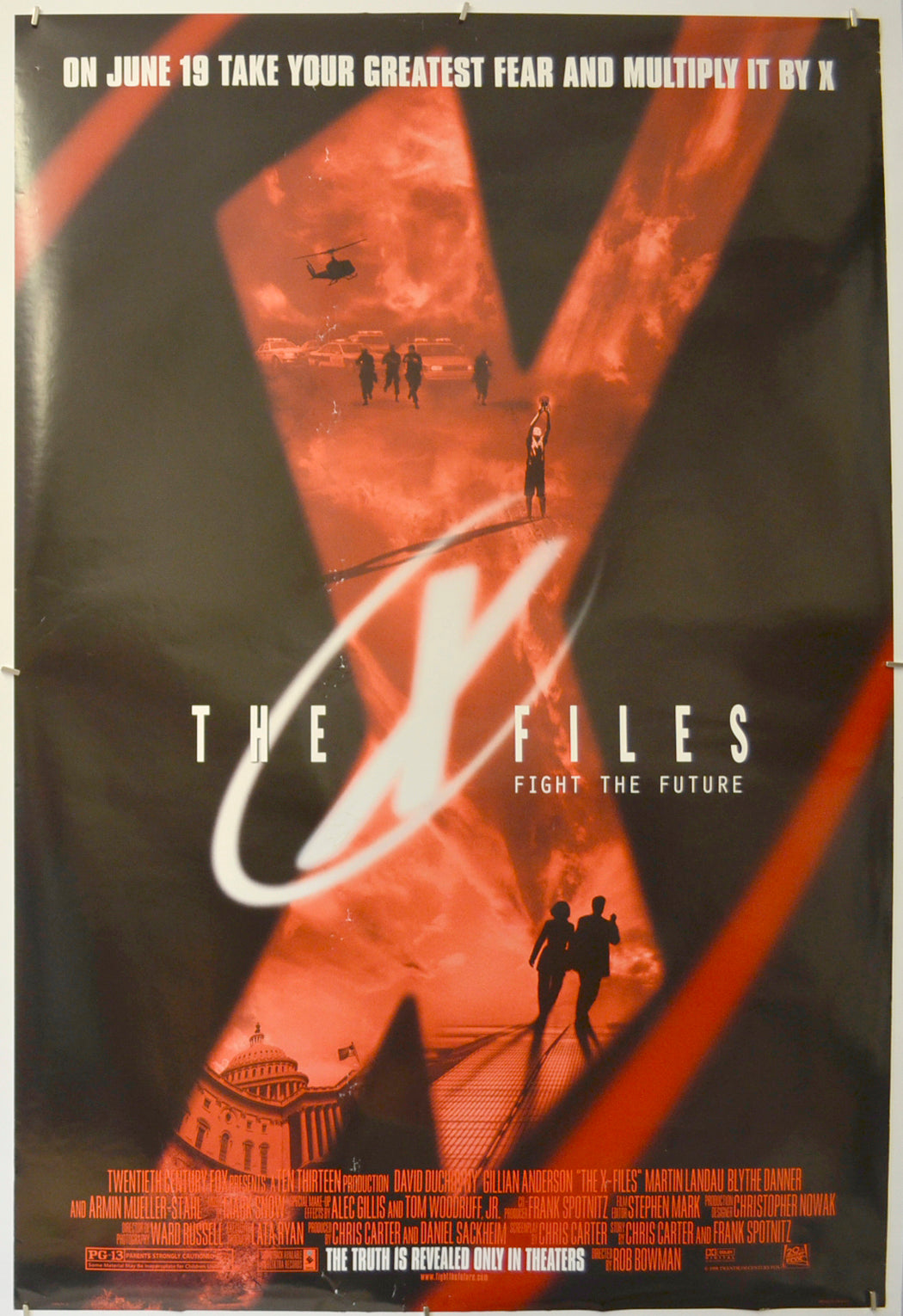 The X-Files (a.k.a. The X-Files : Fight The Future)  (Teaser / Advance Version D)  Original One Sheet Poster - Film Poster - Movie Poster